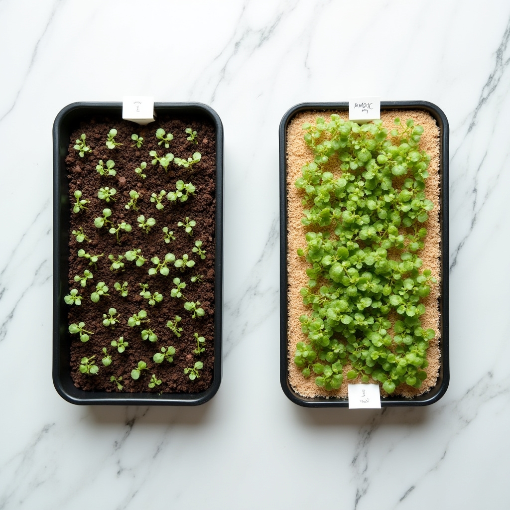 Srovnání substrátu a hydroponické podložky pro microgreens